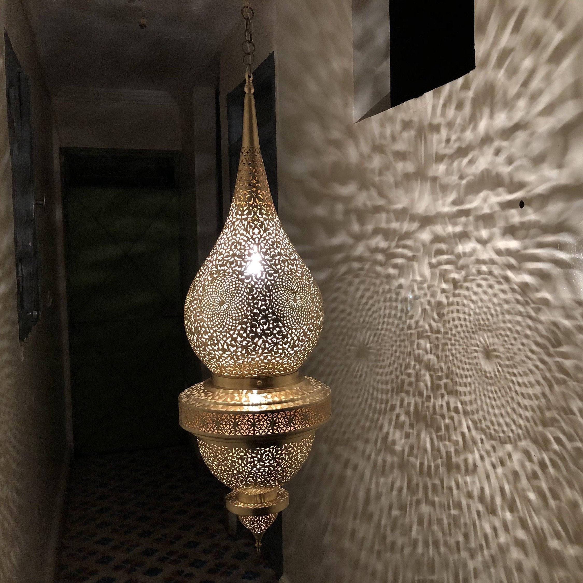 Handmade Brass Ceiling Lamp – Moroccan Pendant Light