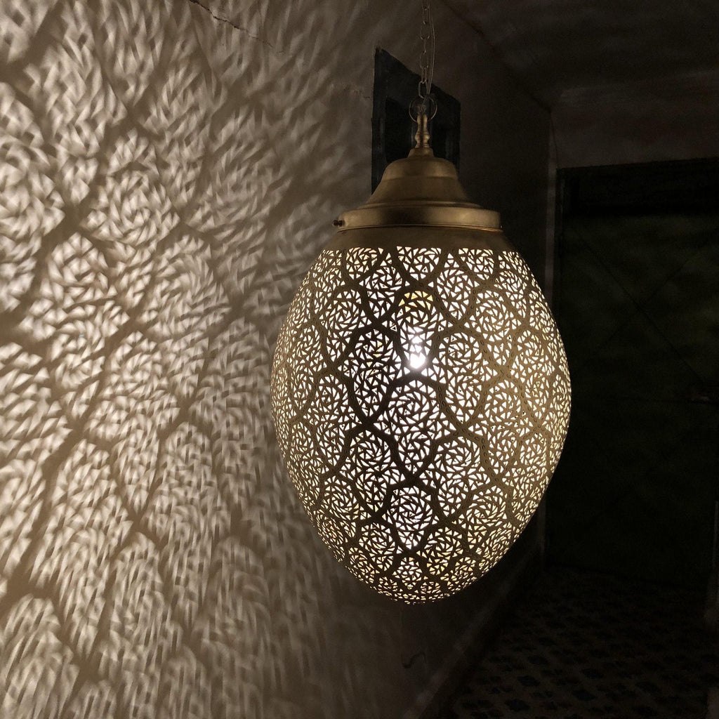Elegant Moroccan Brass Ceiling Lamp – Handmade Pendant Fixture