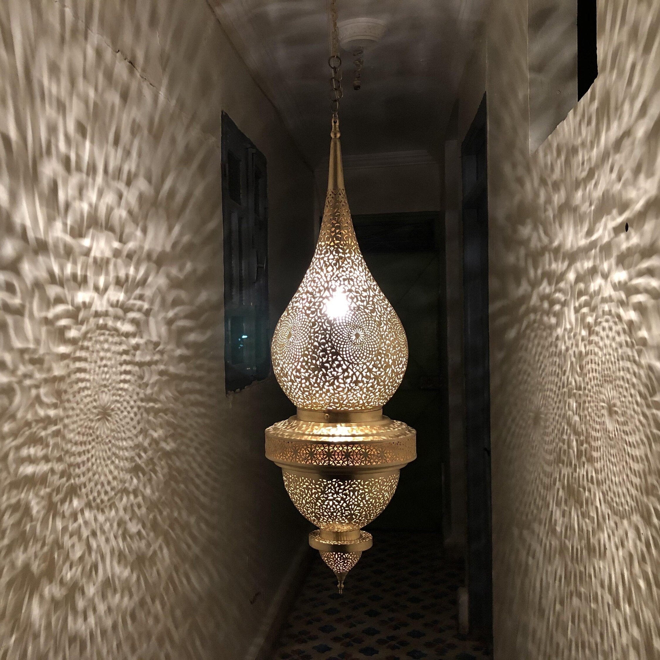 Handmade Brass Ceiling Lamp – Moroccan Pendant Light