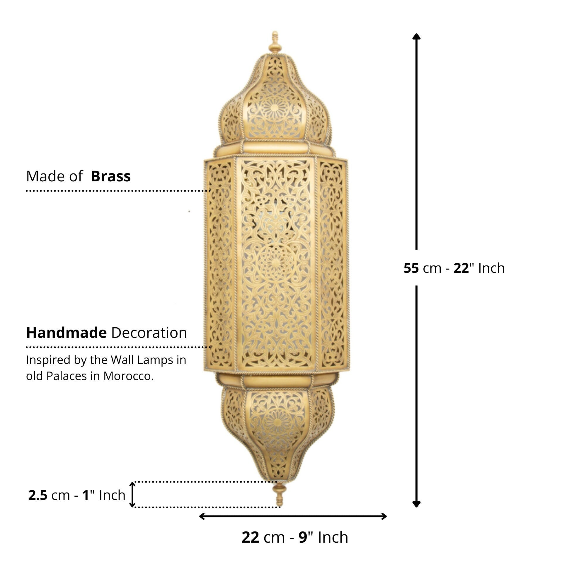 Handcrafted Moroccan Brass Wall Sconce