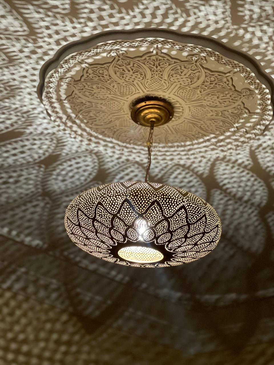 Handmade Brass Pendant Light – Moroccan Vintage Ceiling Lamp